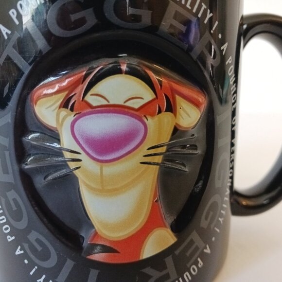 Disney Store Tigger Pooh 3D Black Coffee Mug Cup A Pounce of Personality 4" Tall - Picture 3 of 8